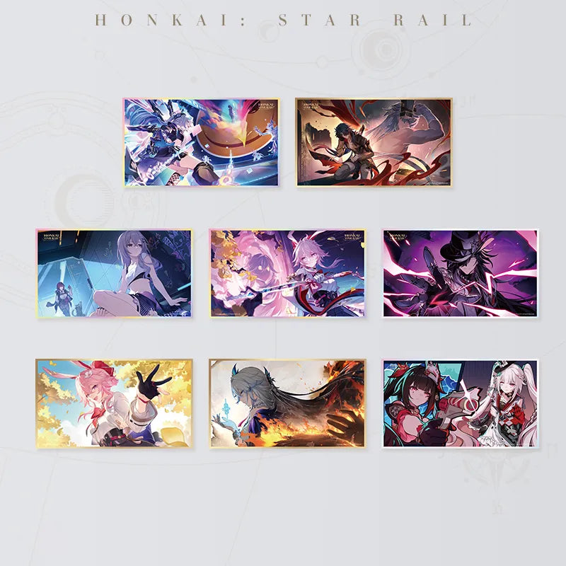 Honkai Star Rail collectible PET art boards featuring character artwork with decorative foil finishes