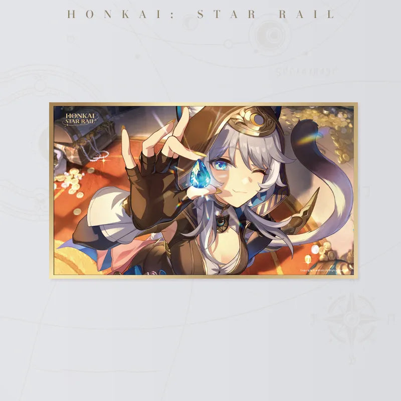Honkai Star Rail Cipher PET art board featuring Cipher holding a glowing blue gem