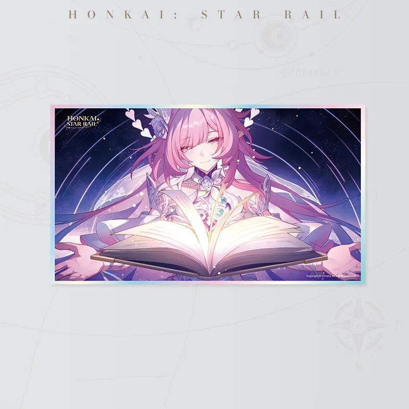 Honkai Star Rail Cyrene PET art board featuring Cyrene holding an open glowing book