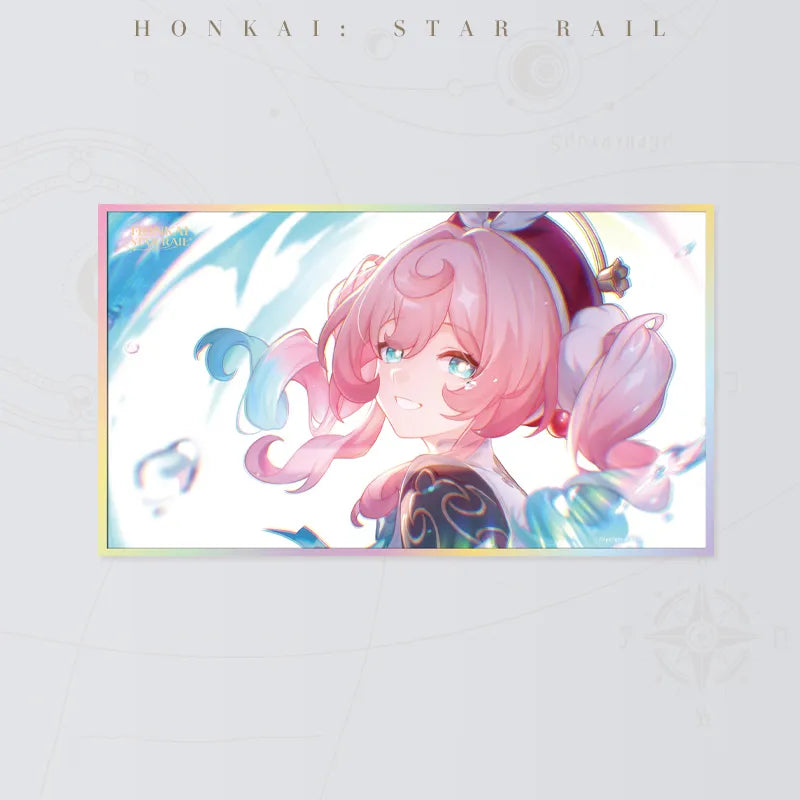 Honkai Star Rail Hyacine PET art board featuring Hyacine with pink hair and bright blue eyes