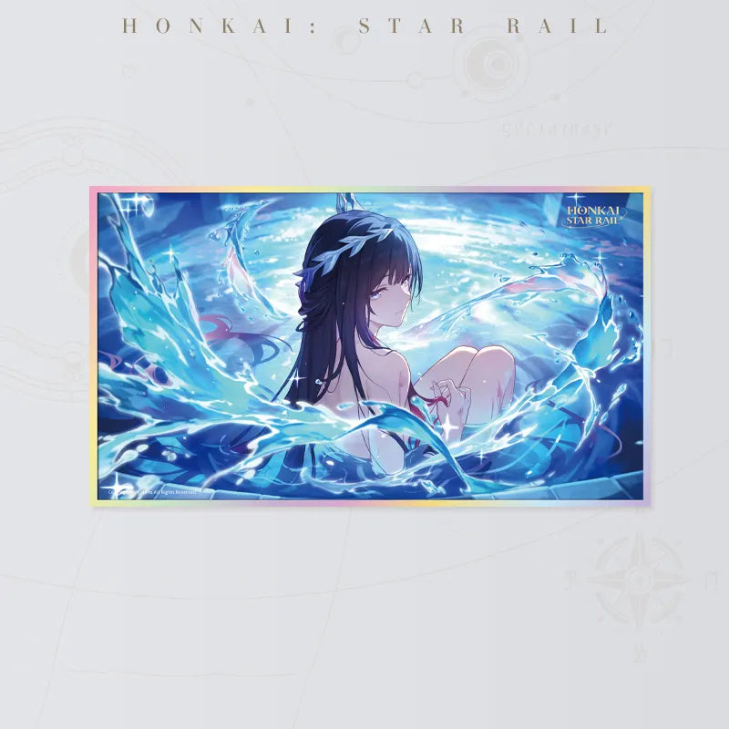 Honkai Star Rail Hysilens PET art board featuring Hysilens surrounded by flowing blue water
