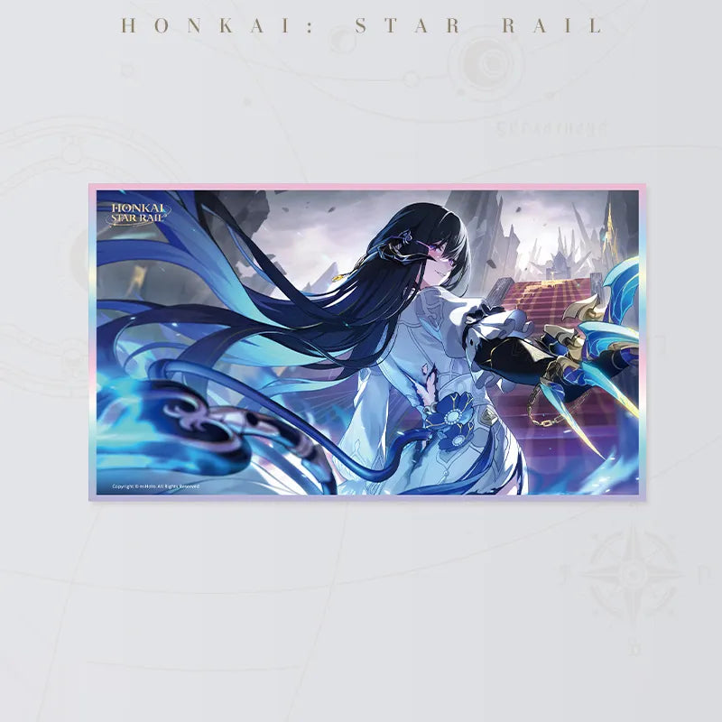 Honkai Star Rail The Power of Betrayal PET art board featuring a dark-haired character with flowing blue effects