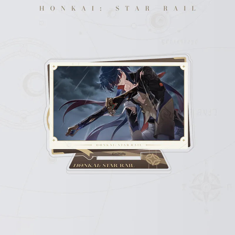 Honkai: Star Rail Blade acrylic standee featuring character artwork against a stormy background