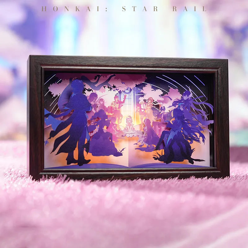 Honkai: Star Rail paper cut light box displaying a colorful layered scene with glowing character silhouettes