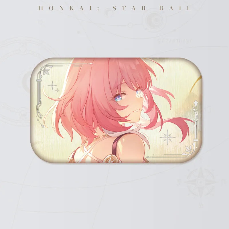 Honkai: Star Rail Cyrene A Ver. tinplate badge featuring pink-haired character artwork with a luminous background
