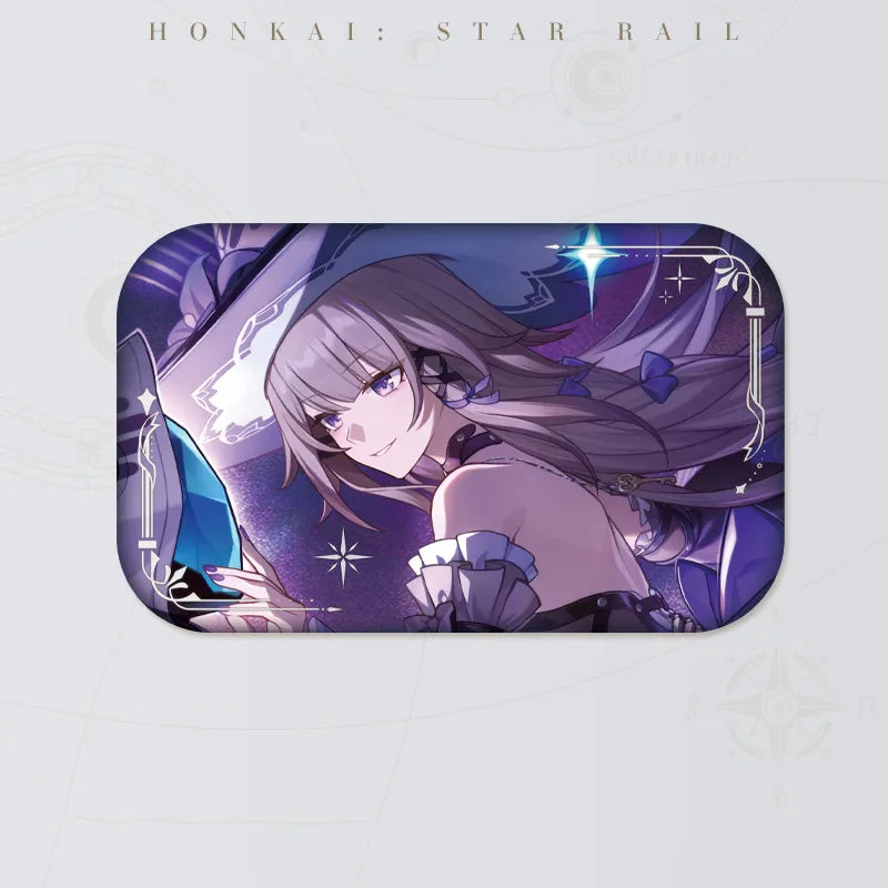 Honkai: Star Rail The Herta tinplate badge featuring purple character artwork and silver foil details