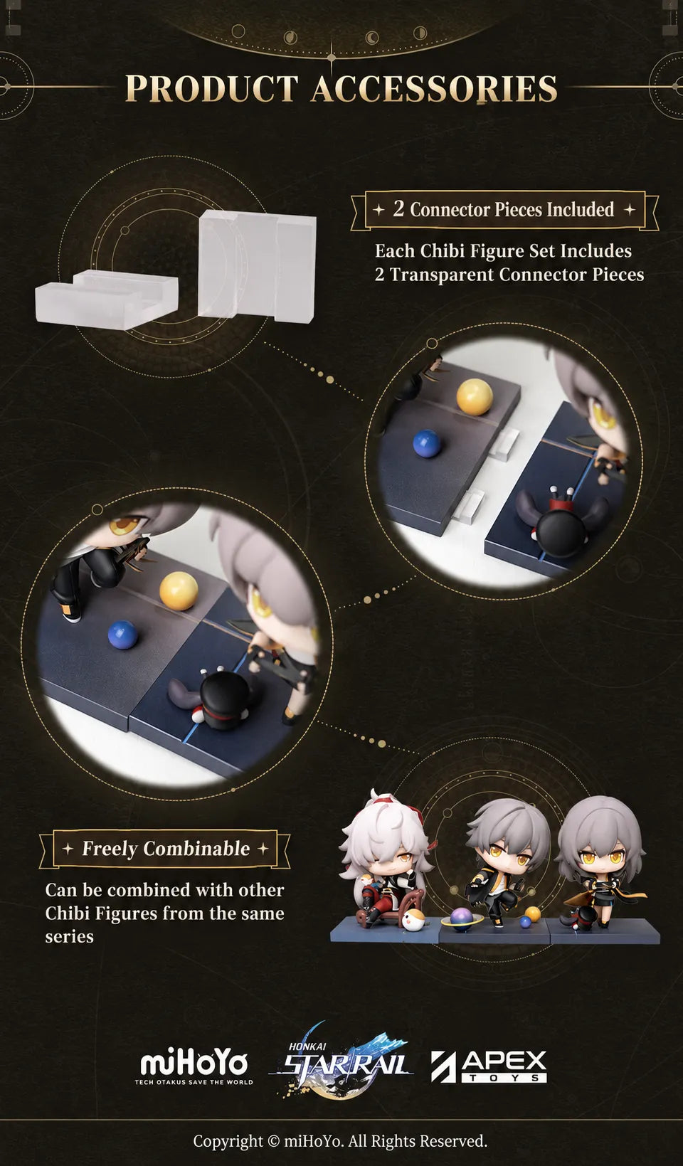 Honkai: Star Rail Time to Depart Chibi Figures with transparent connectors and combinable display bases