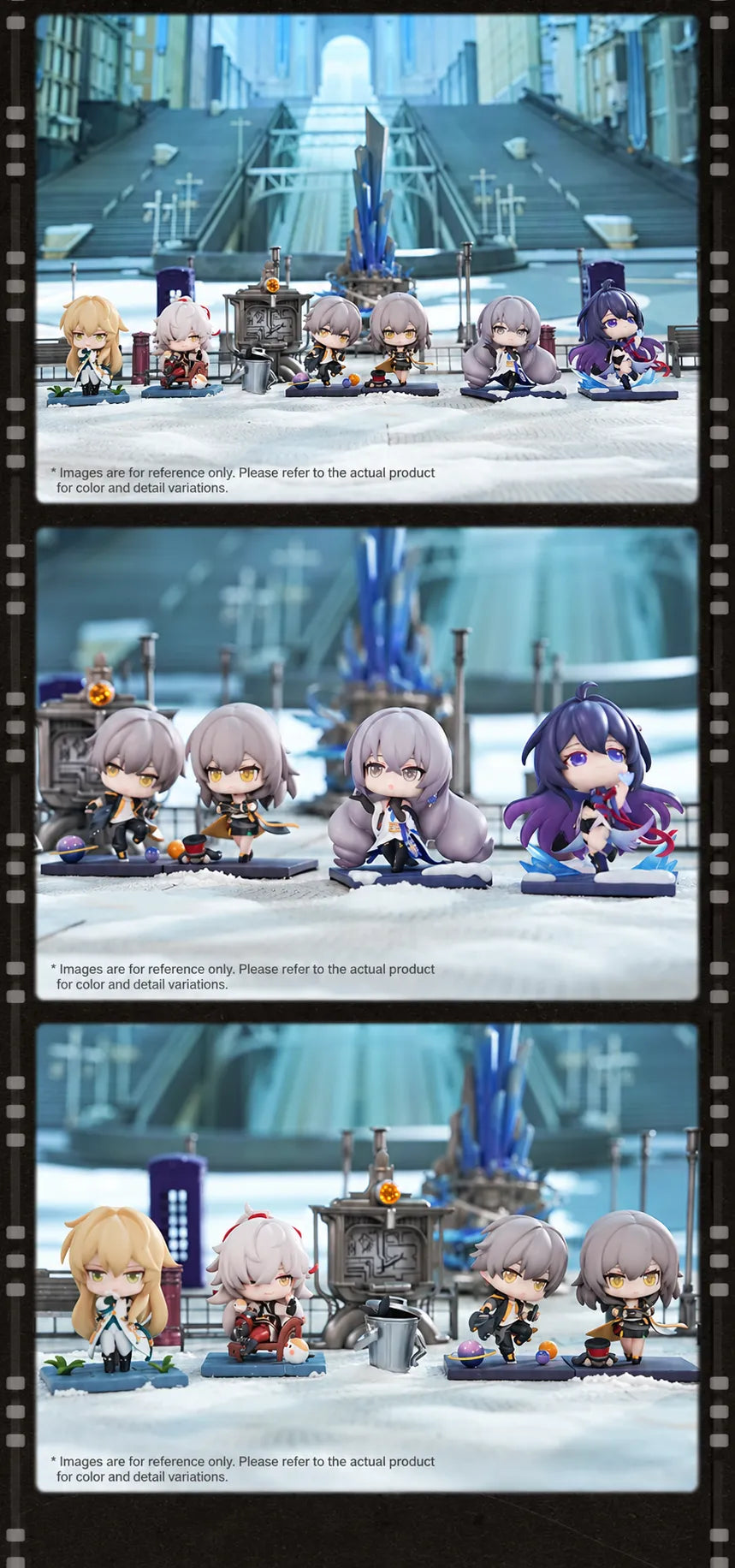 Honkai: Star Rail Time to Depart Chibi Figures in individual display scenes