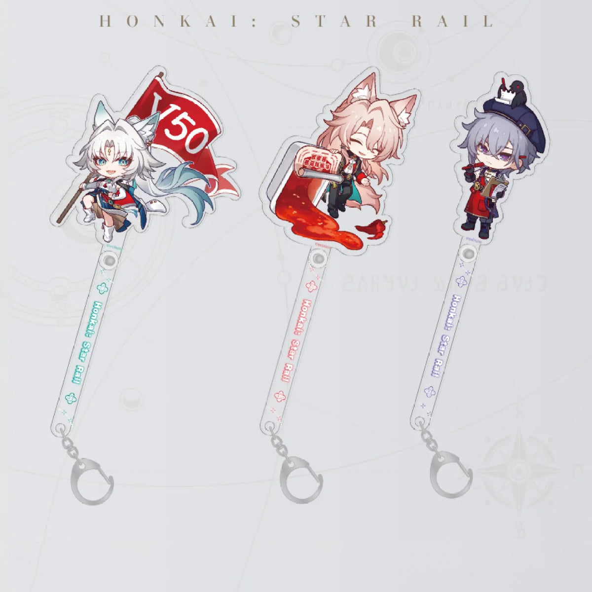 Honkai: Star Rail Jiaoqiu, Feixiao, and Moze Time to Feast! chibi acrylic photo props