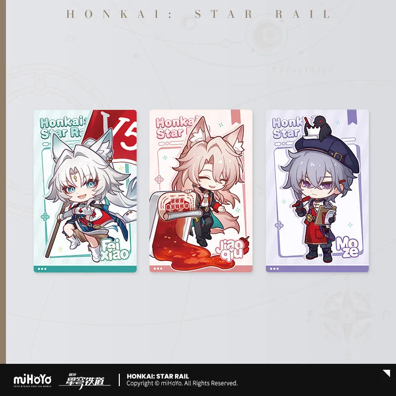 Honkai: Star Rail Jiaoqiu, Feixiao, and Moze Time to Feast! chibi holographic collectible cards