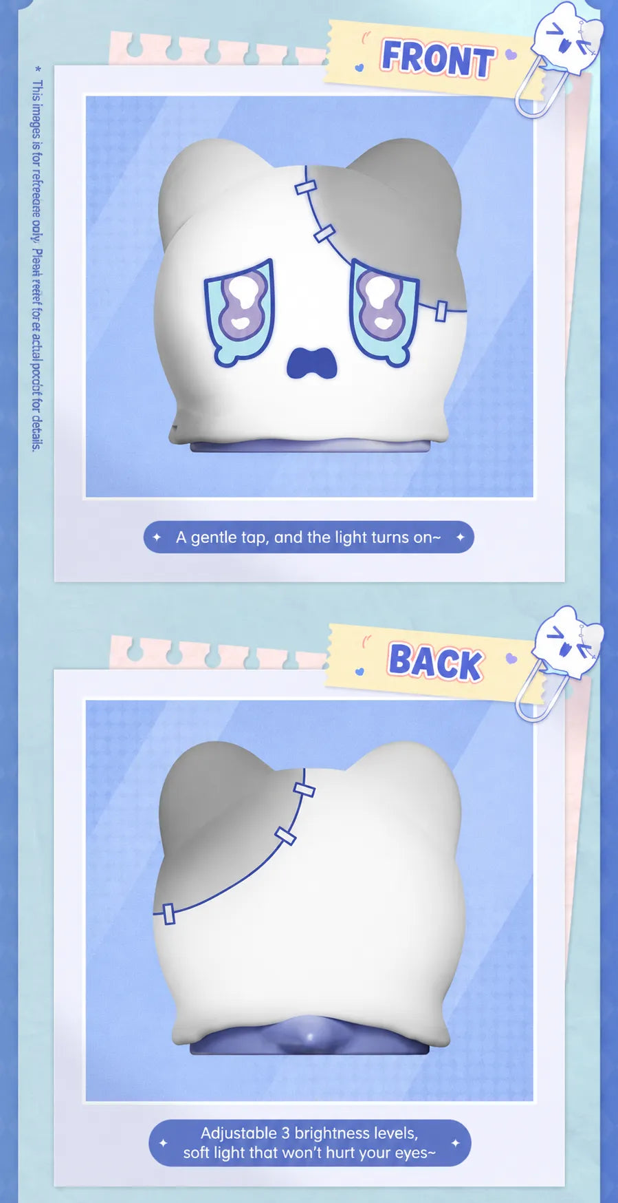 Wubbaboo Tap Night Light front and back views