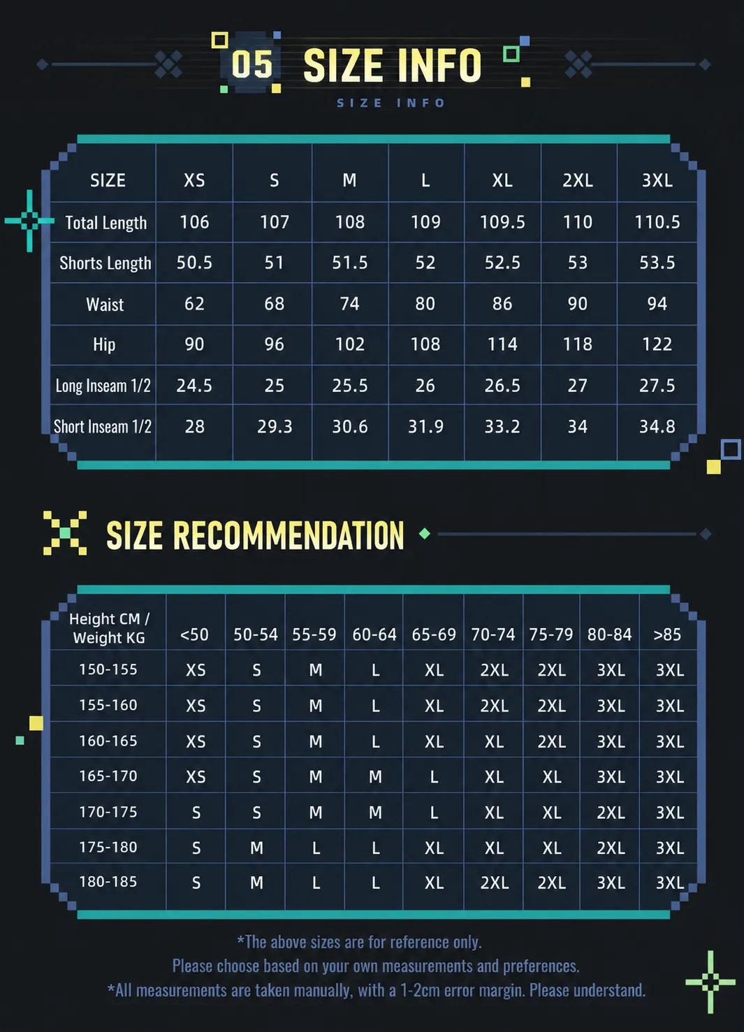 Genshin Impact Kinich detachable cargo denim pants size chart and fitting recommendation