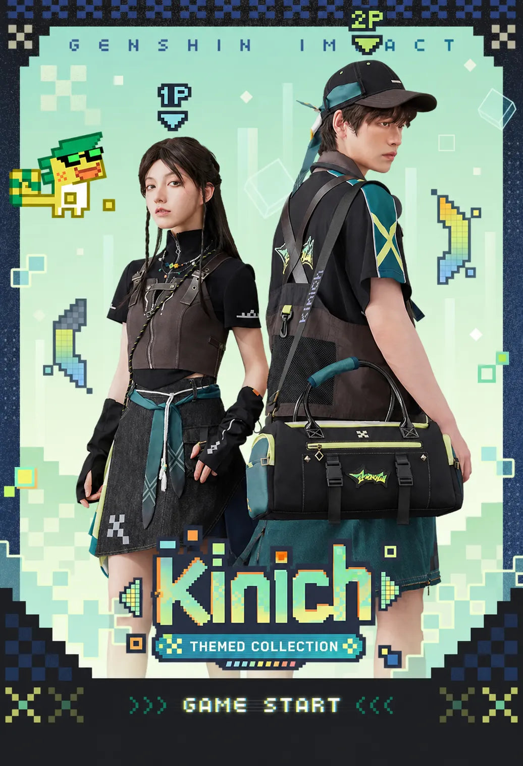 Kinich sports travel bag front and back display