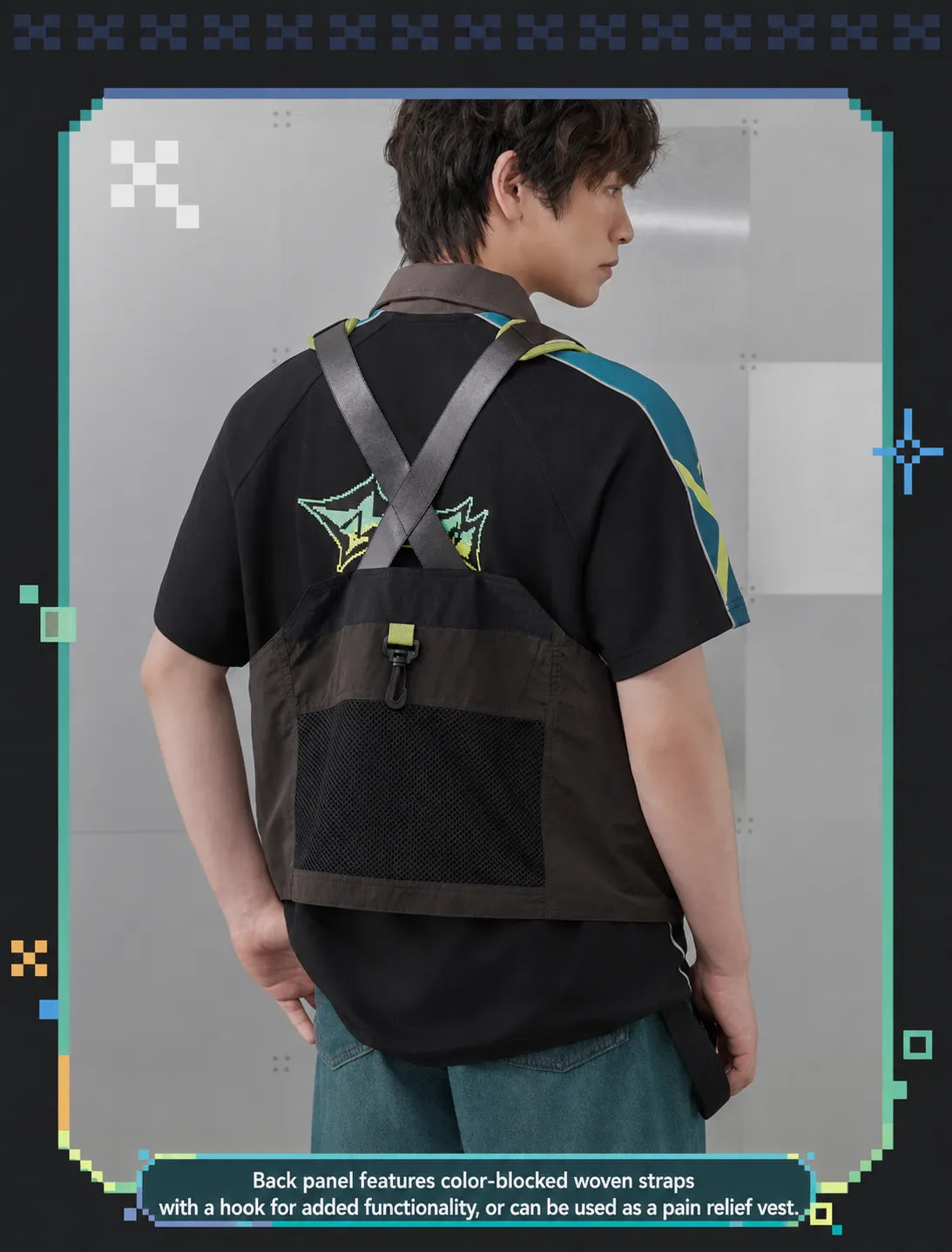 Back view mesh panel and hook details