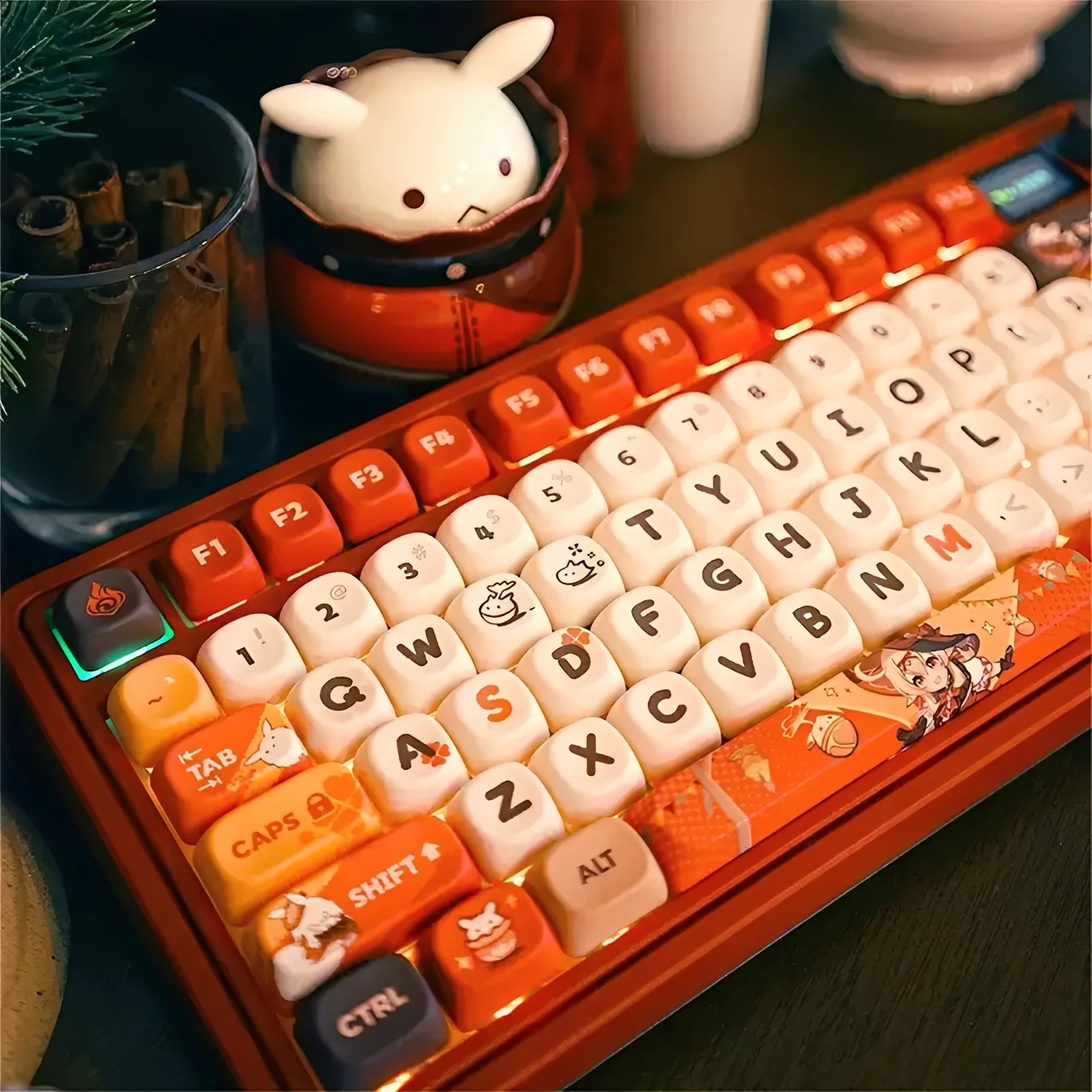 Klee Escape the Sun mechanical keyboard in desk setup scene