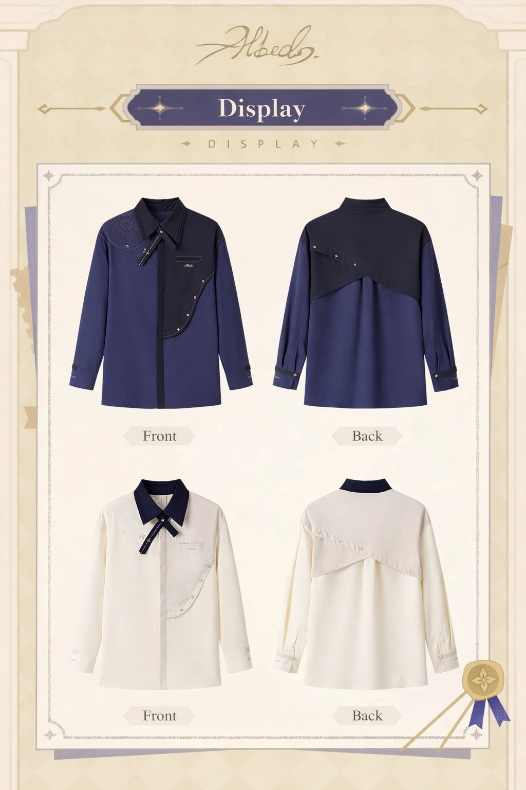 Official Genshin Impact Albedo casual shirt front and back comparison