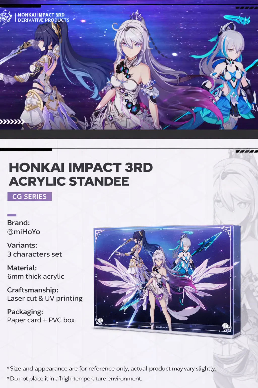Official Honkai Impact 3rd CG Series Acrylic Display Stand Product Detail