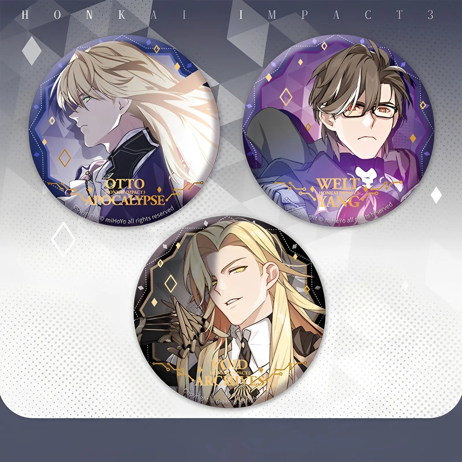 Official Honkai Impact 3rd Kevin Welt Otto Character Pin Badges