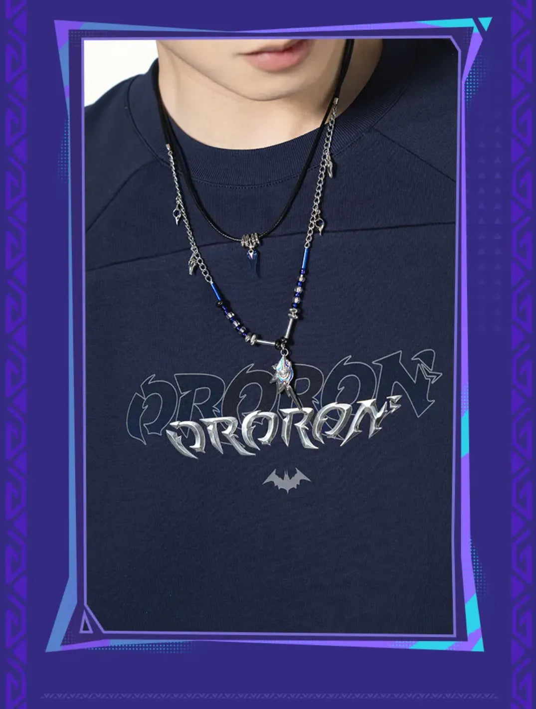 Close up view of necklace materials and craftsmanship