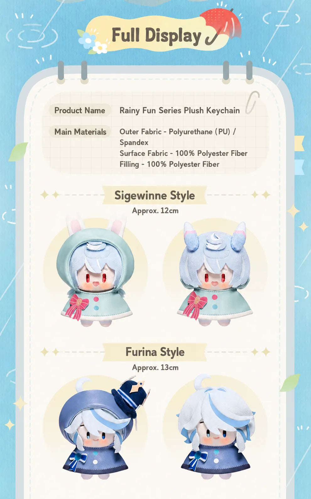 Wanderer and Yae Miko Plush Keychain Style Details