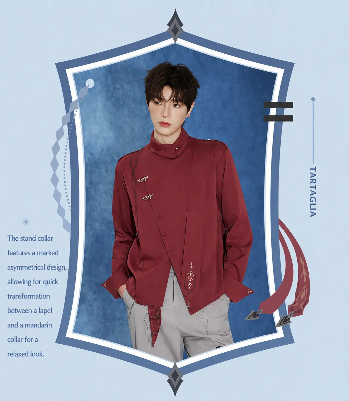 Tartaglia burgundy long-sleeve shirt back design and adjustable detail