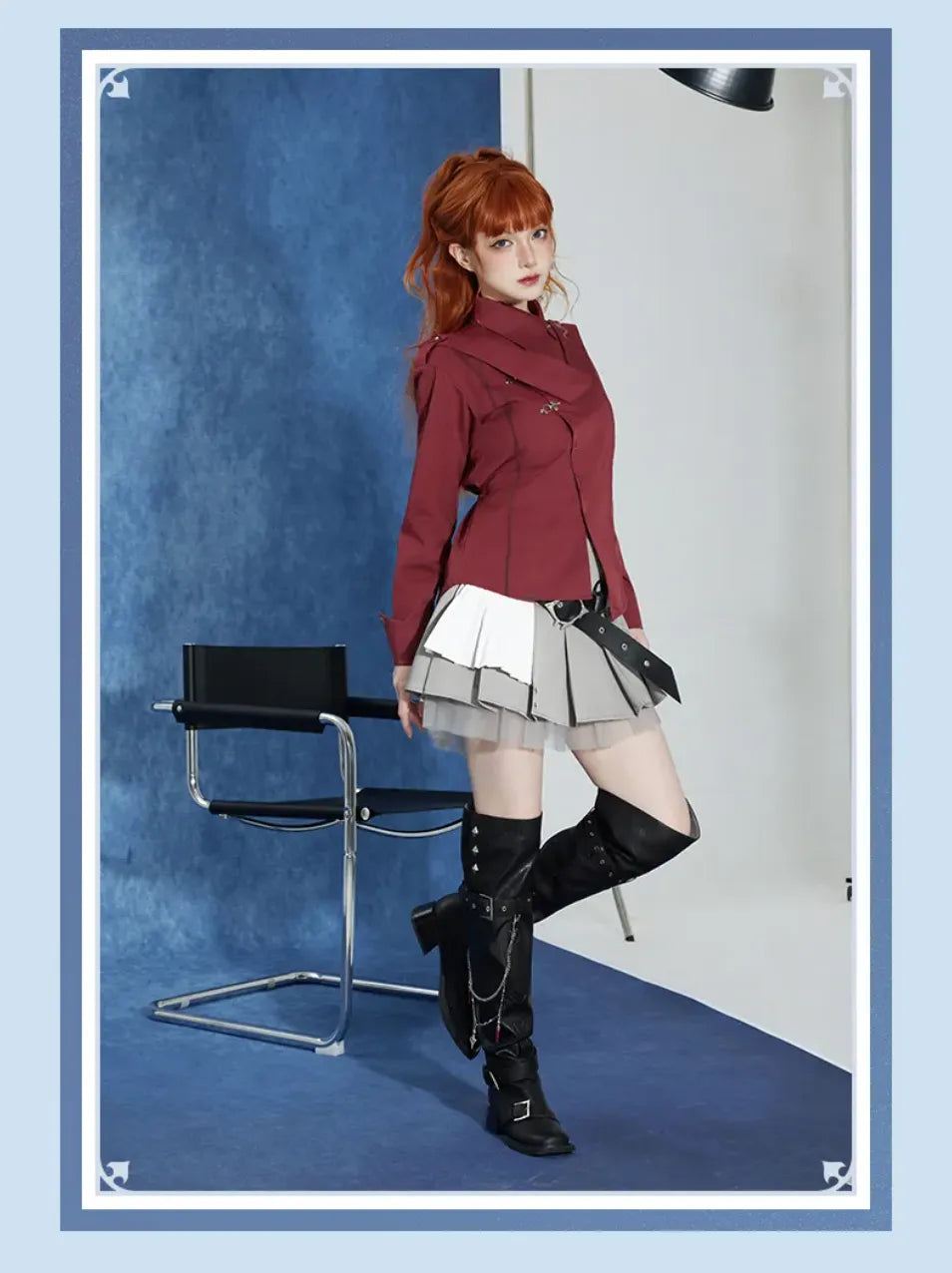 Tartaglia burgundy long-sleeve shirt decorative cuff details