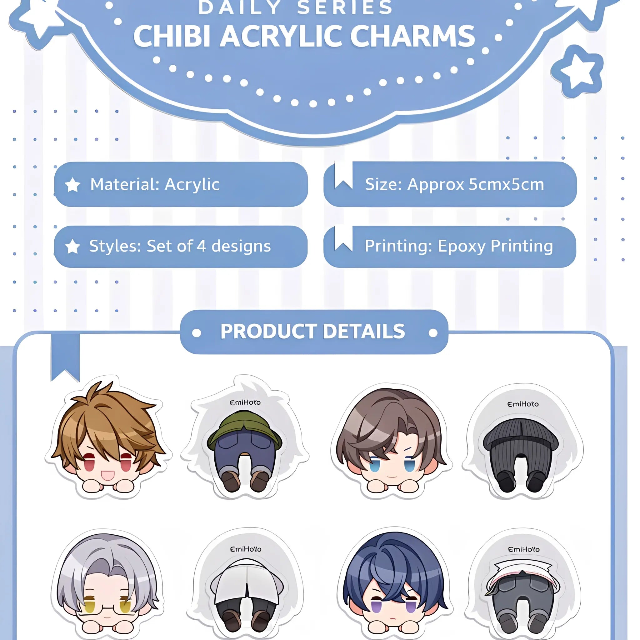 Tears of Themis Daily Series Chibi Acrylic Clip Product Details Size Material