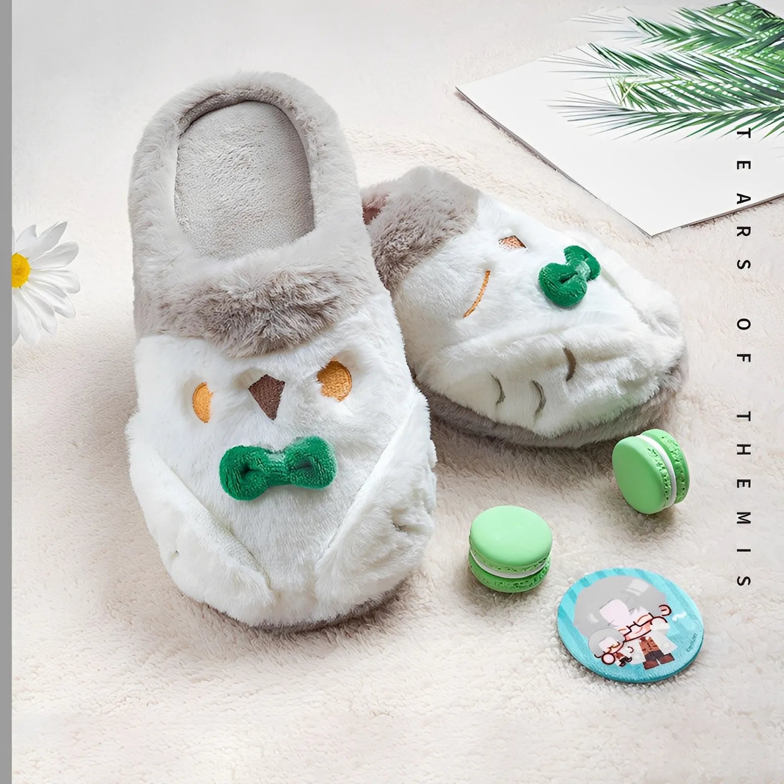 Tears of Themis Sweet Dreams Series plush slippers featuring Vyn Richter character design with plush fleece material and cozy interior
