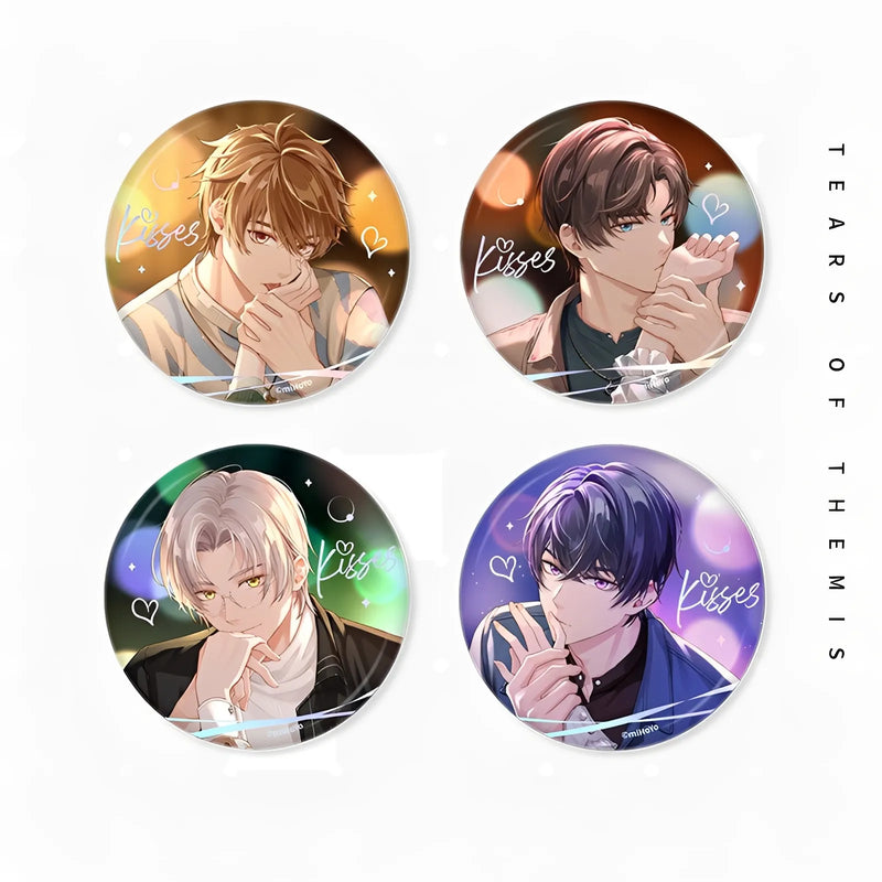 Tears of Themis Tender Kiss Series tinplate badge set featuring Artem Wing Luke Pearce Marius von Hagen and Vyn Richter
