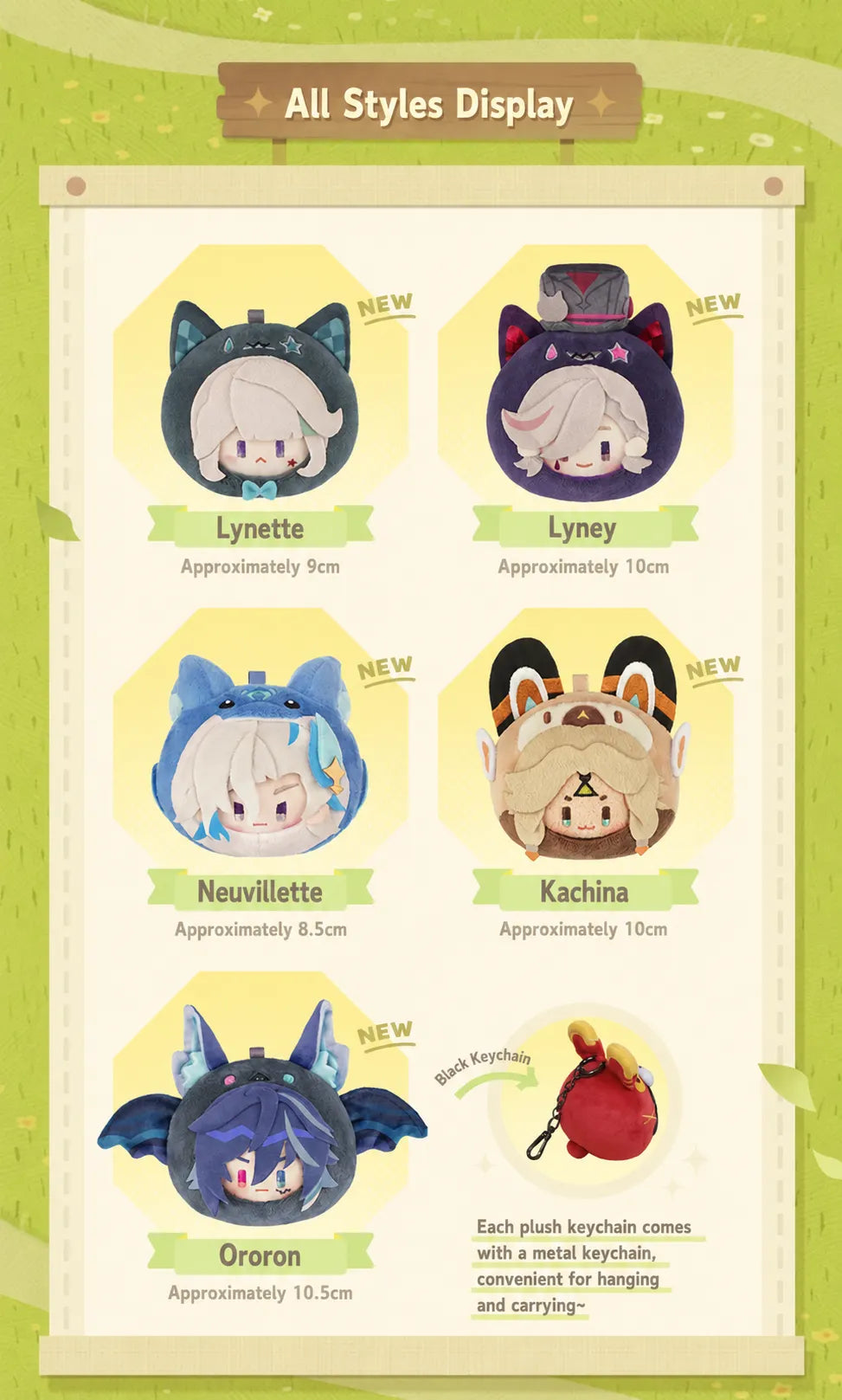 Teyvat Zoo Series Plush Keychain Material Size and Product Information