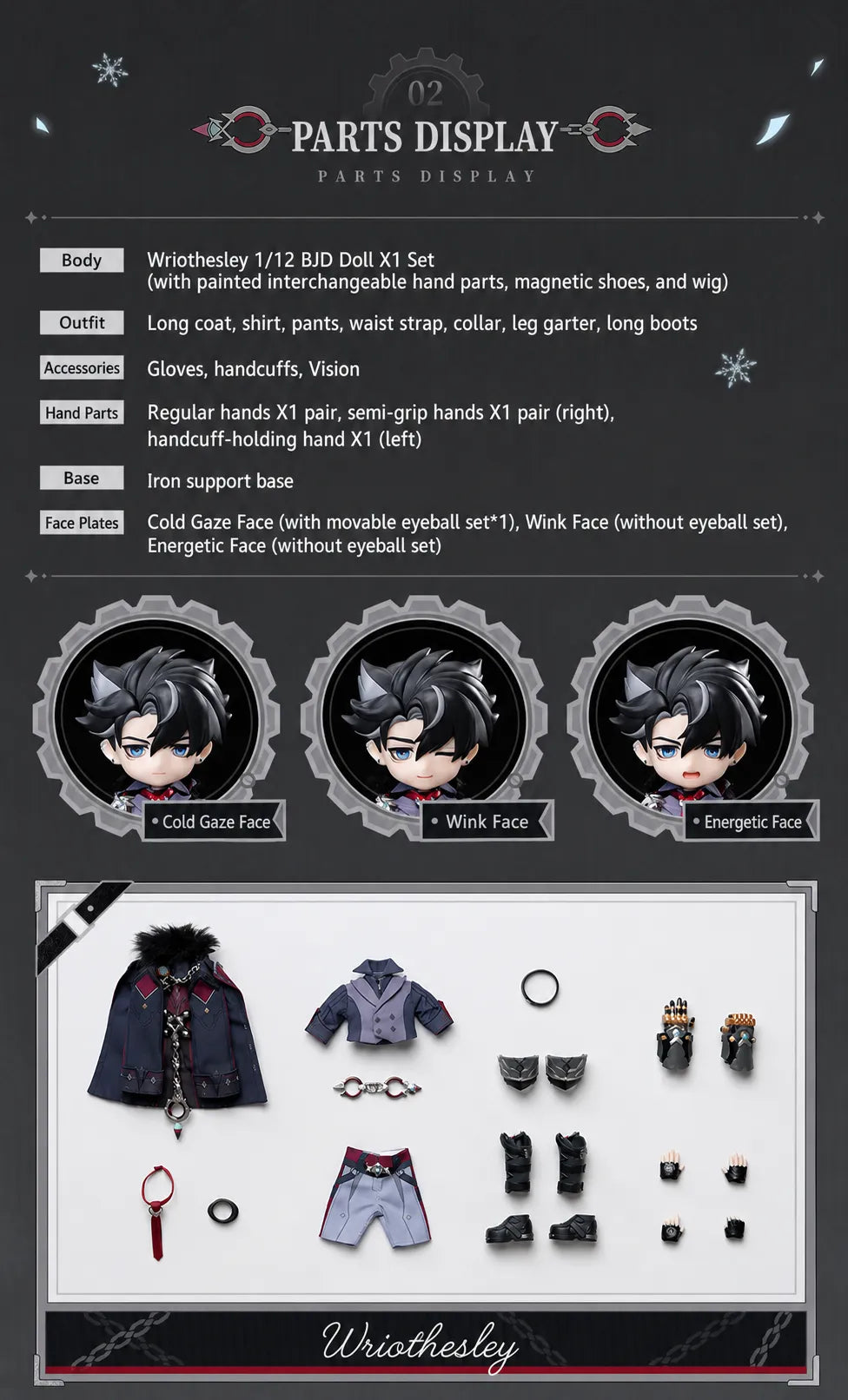 Wriothesley Action Figure Parts And Accessories Display