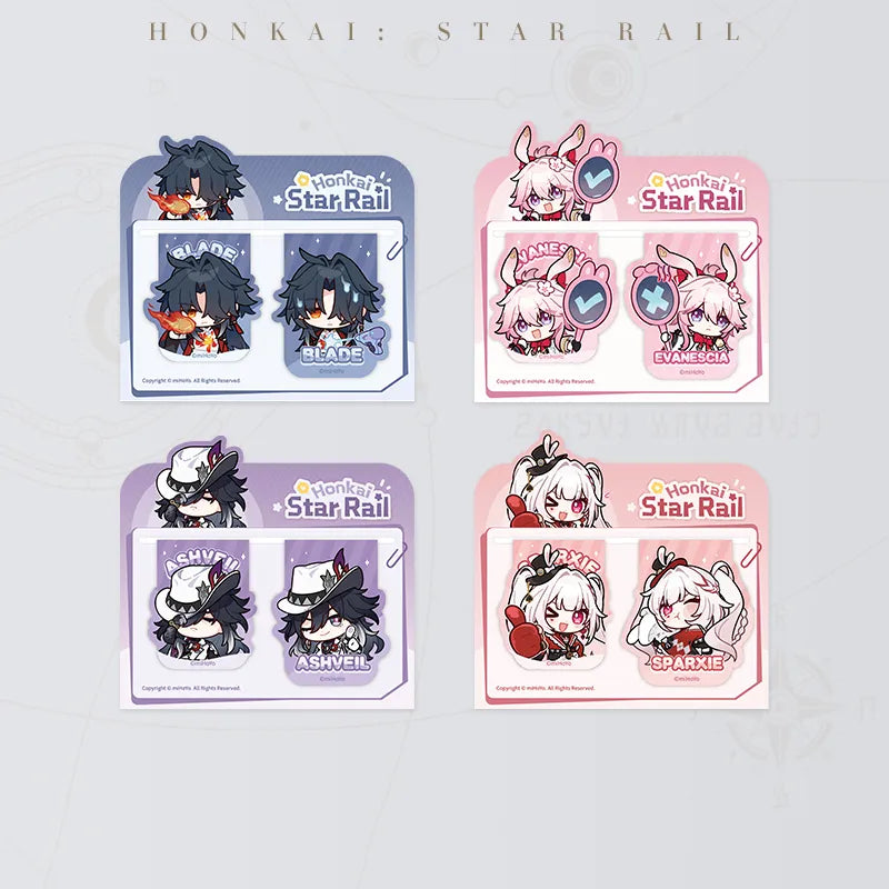 Honkai: Star Rail Pom-Pom Gallery Magnetic Bookmarks displayed as character pairs