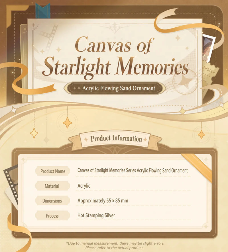 Canvas of Starlight Memories Acrylic Flowing Sand Ornament product information size material and silver foil process