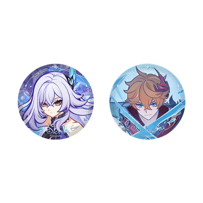 Genshin Impact Canvas of Starlight Memories Character Badge featuring Skirk and Tartaglia styles