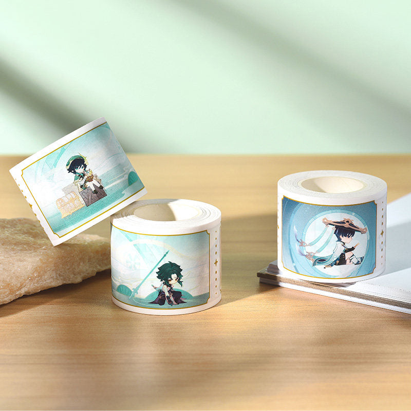 Genshin Impact Dream of Stars washi tape chibi series roll display with gold foil details