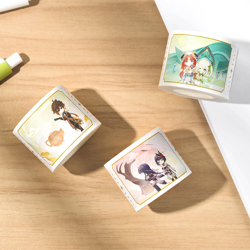 Genshin Impact Dream of Stars washi tape close-up chibi character design and texture