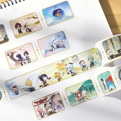 Genshin Impact Dream of Stars washi tape aesthetic desk display with stationery