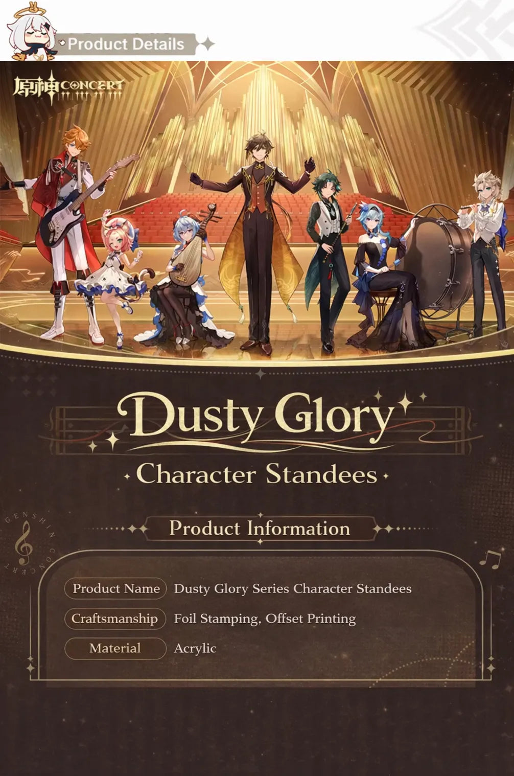genshin impact dusty glory concert character standee acrylic display set overview