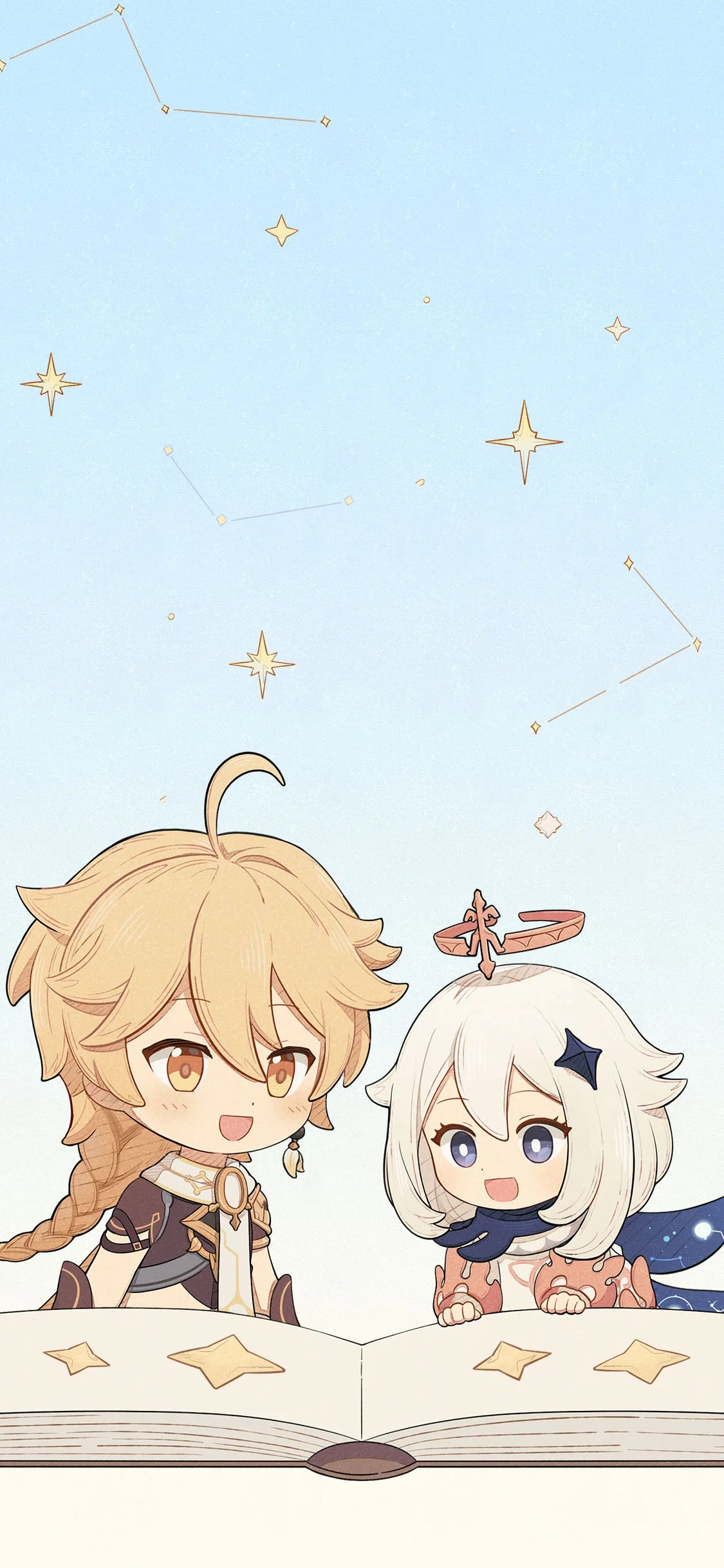 Fantasy anime artwork featuring Kokomi and Raiden Shogun with water and lightning elements from Genshin Impact