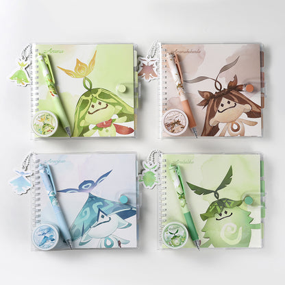 Genshin Impact Aranara stationery collection notebook washi tape and pen set overview