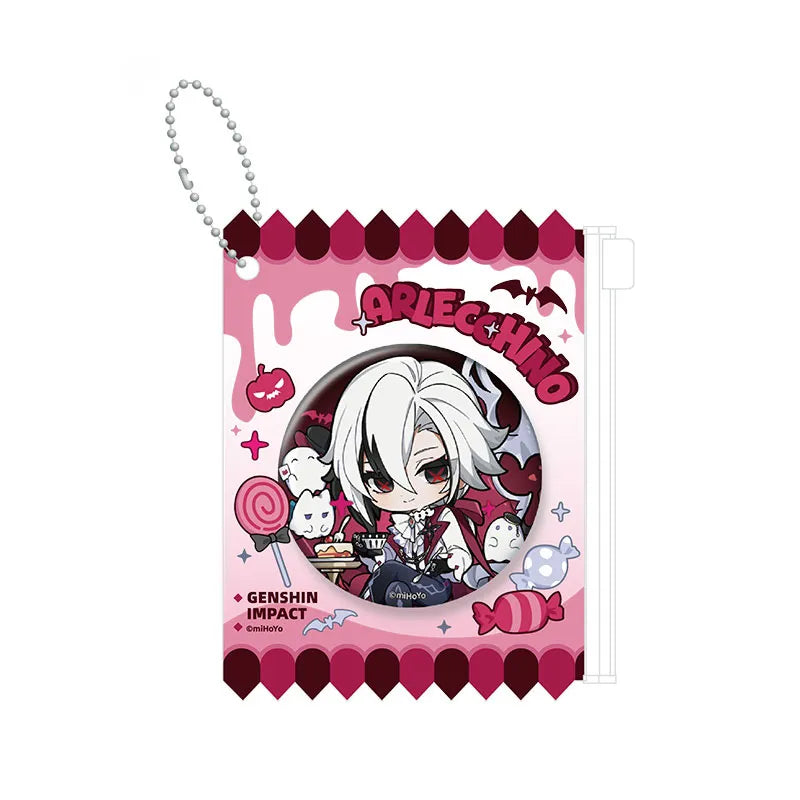 Genshin Arlecchino Immernachtreich Reverie Series badge featuring character themed