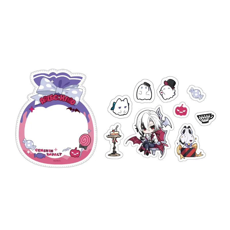 Genshin Impact Arlecchino Immernachtreich Reverie Series sticker set featuring themed character stickers