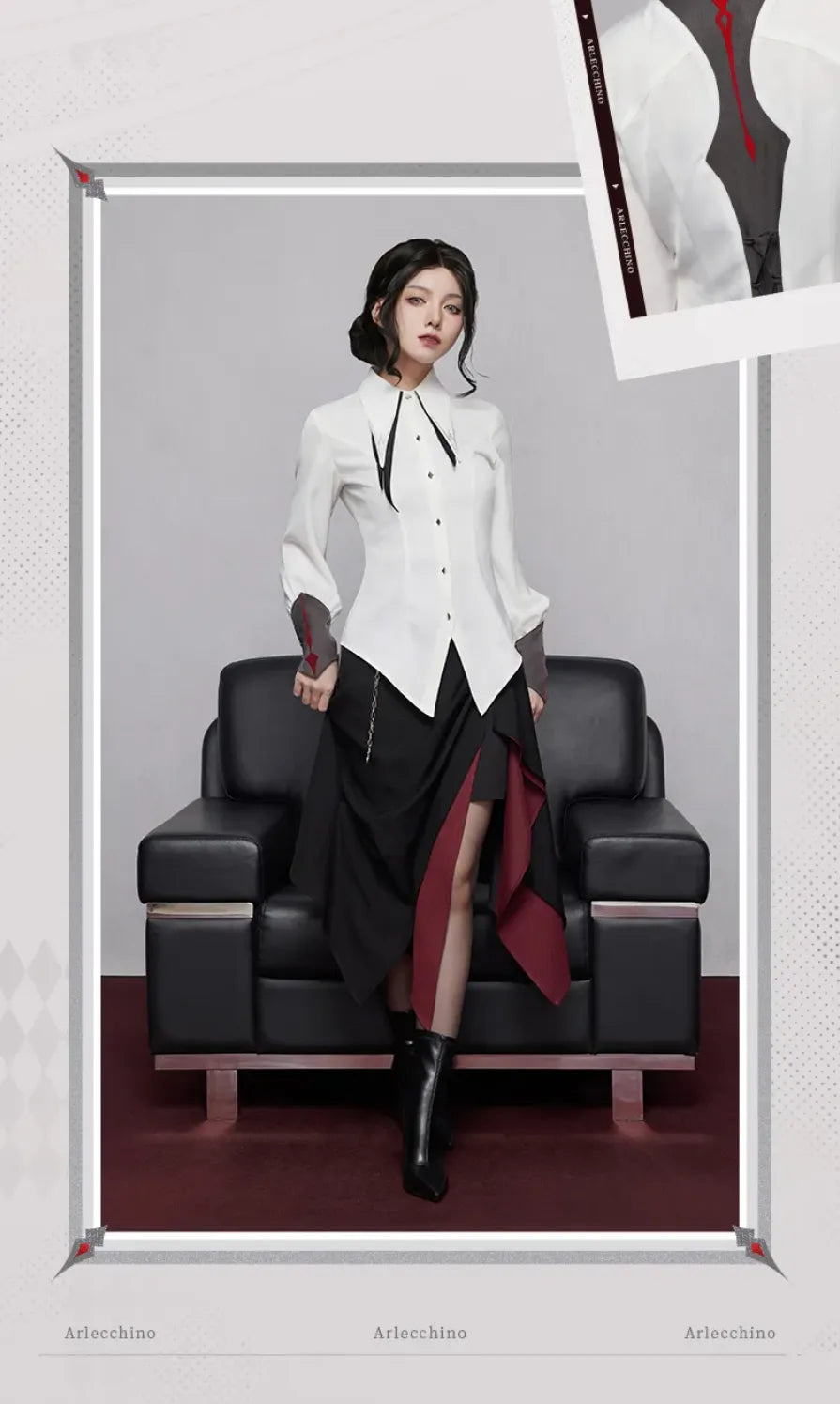 Arlecchino themed shirt asymmetrical pointed hem and contrasting cuff details