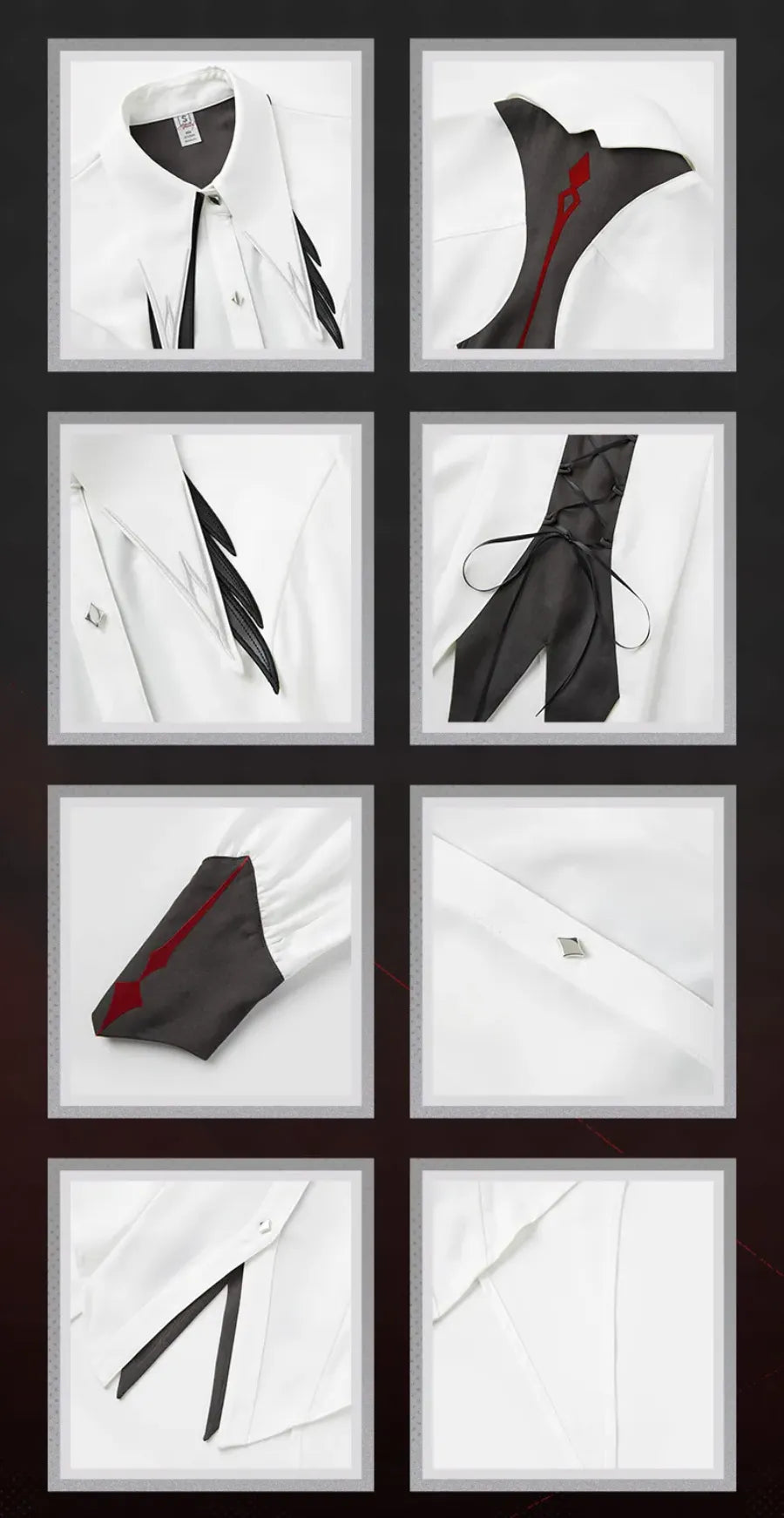 Genshin Impact Arlecchino themed shirt design and styling details