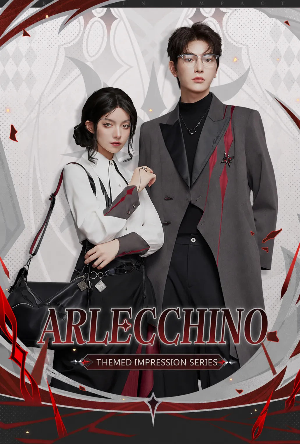 Arlecchino themed long coat product information and material details