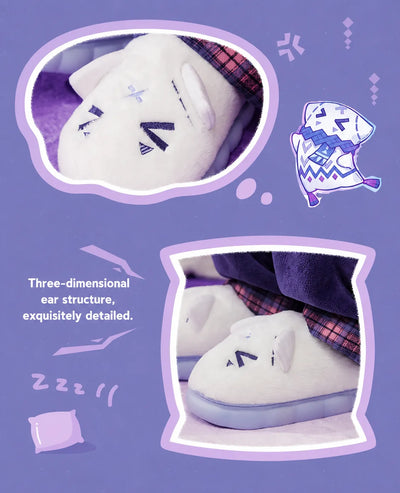 3D ear design on Genshin Impact Citlali plush home slippers