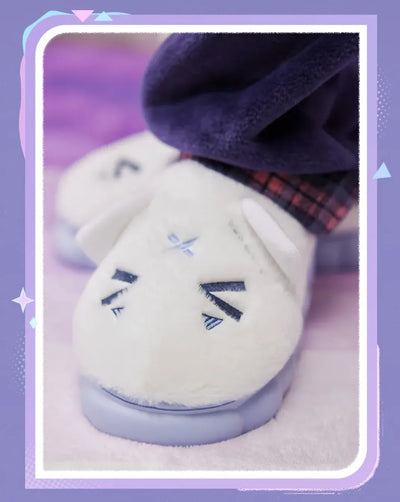 Flat display of Genshin Impact Citlali plush home slippers