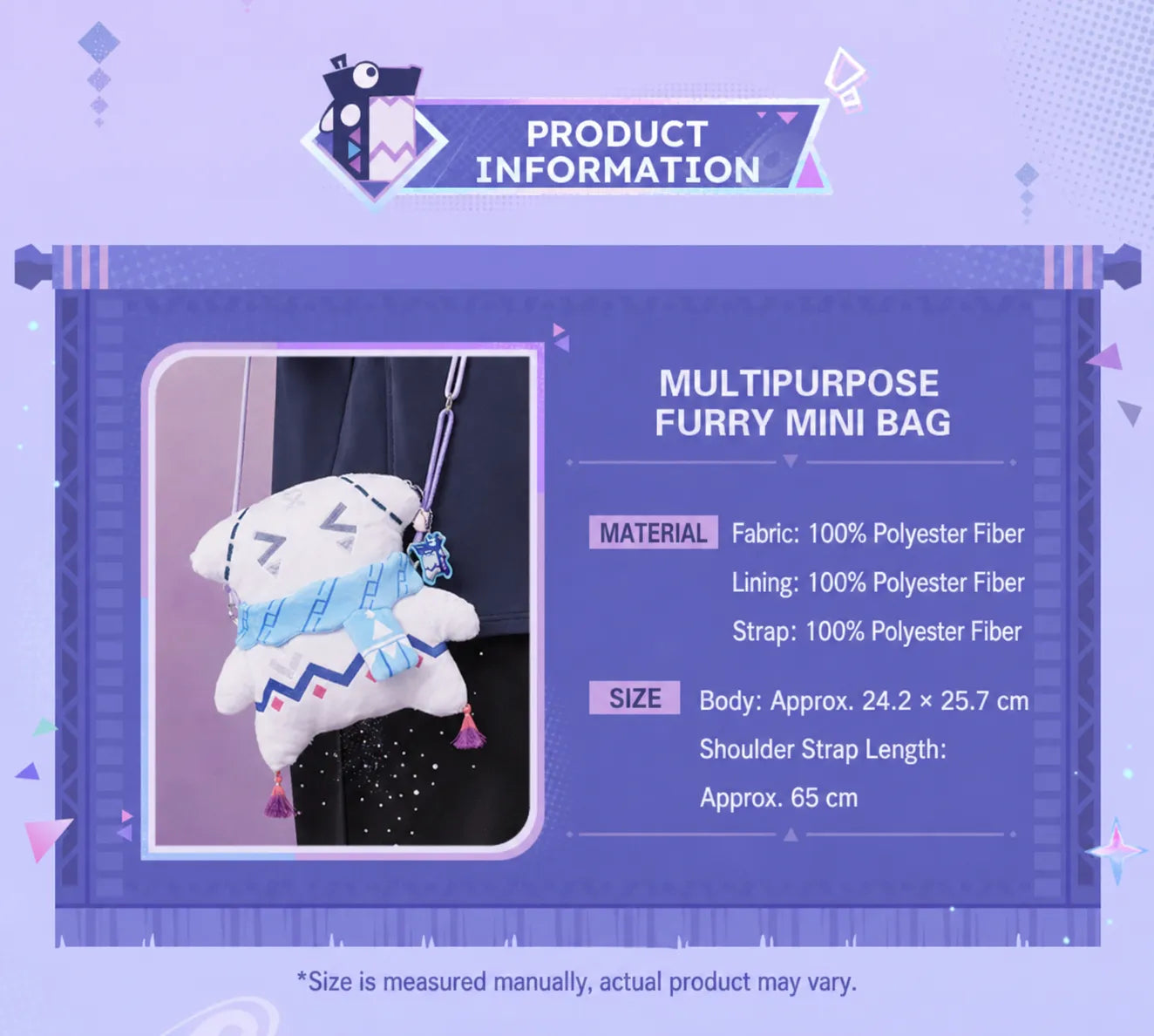 Product information for the Citlali plush mini crossbody bag