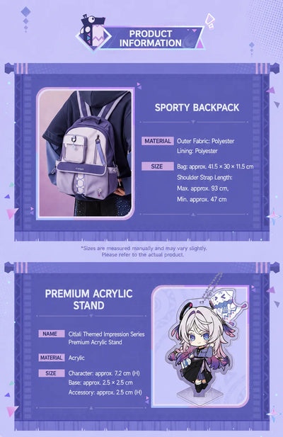 Product information for the Citlali sport backpack