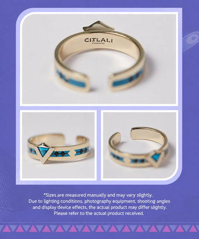 Adjustable open band of the Citlali turquoise ring